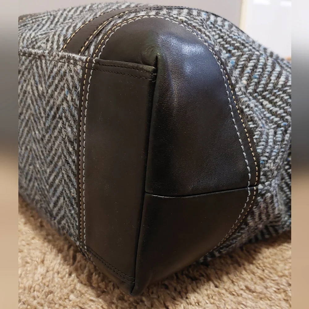 COACH Hampton Wool Tweed Herringbone Tote Shoulder Bag